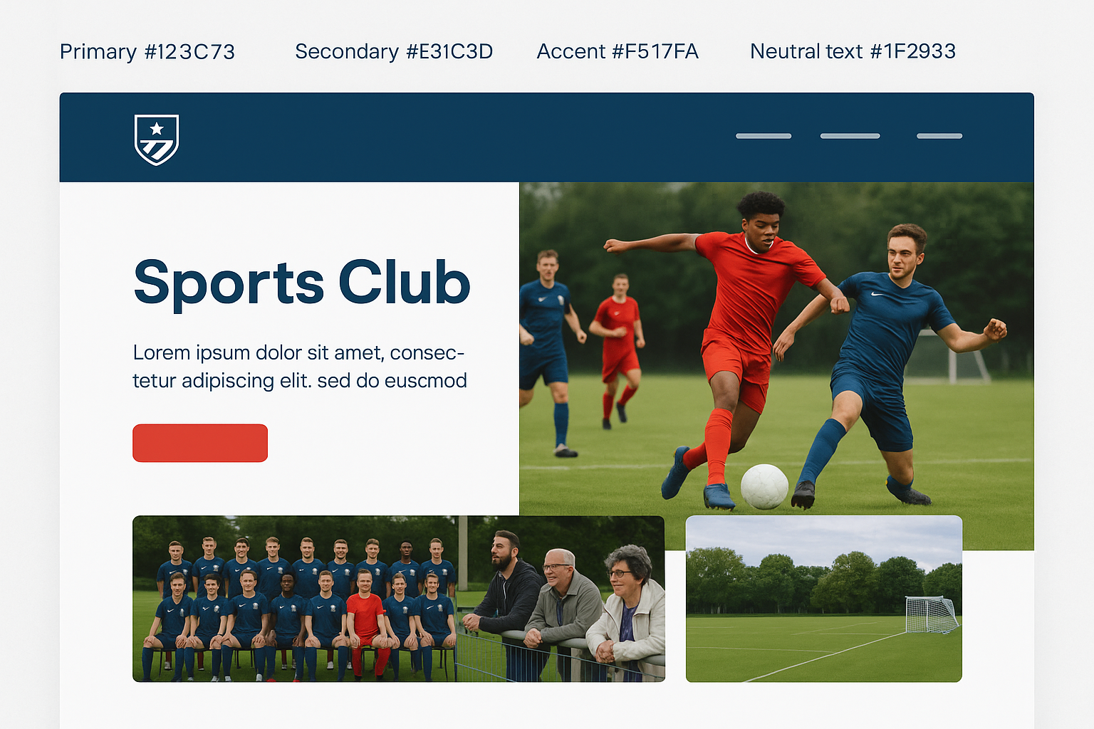 Sports Club website preview